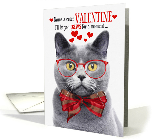 Chartreux Gray Cat Valentine's Day with Feline Humor card (1814612)