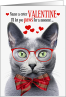 Russian Blue Cat Valentine’s Day with Feline Humor card