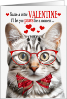 Silver Tabby Cat Valentine’s Day with Feline Humor card