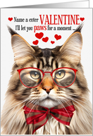 Brown Tabby Maine Coon Cat Valentine’s Day with Feline Humor card