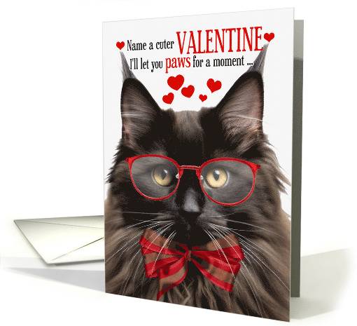 Black Maine Coon Cat Valentine's Day with Feline Humor card (1814752)