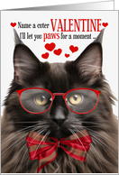 Black Maine Coon Cat Valentine’s Day with Feline Humor card