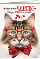 Brown Marble Norwegian Forest Cat Valentine’s Day Feline Humor card