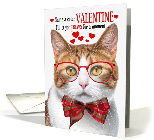 Orange and White Stripe Cat Valentine's Day with Feline Humor card