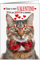 Fluffy Brown Tabby Cat Valentine’s Day with Feline Humor card