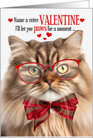 Tri Color Persian Cat Lover Valentine’s Day with Feline Humor card