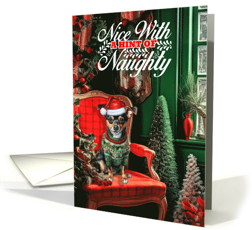 Rat Terrier Christmas Dog Nice with a Hint of Naughty card (1814998)