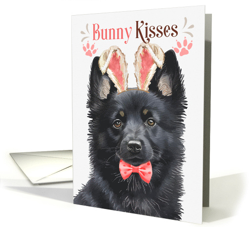 Easter Bunny Kisses Schipperke Dog in Bunny Ears card (1815088)