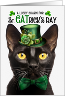 Bombay Black Cat Funny St CATrick’s Day Lucky Charm card