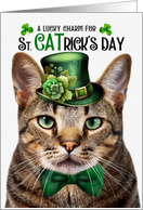 Brown Tabby Cat Funny St CATrick’s Day Lucky Charm card