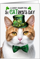 Orange and White Tabby Cat Funny St CATrick’s Day Lucky Charm card