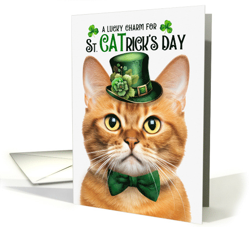 Ginger Cat Funny St CATrick's Day Lucky Charm card (1816016)