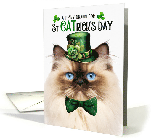 Himalayan Cat Funny St CATrick's Day Lucky Charm card (1816022)