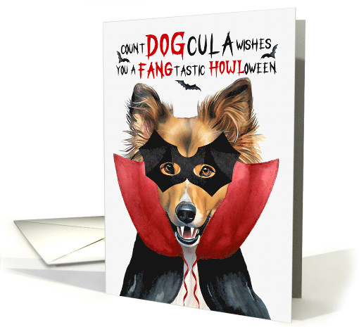Shetland Sheepdog Funny Halloween Count DOGcula card (1816378)