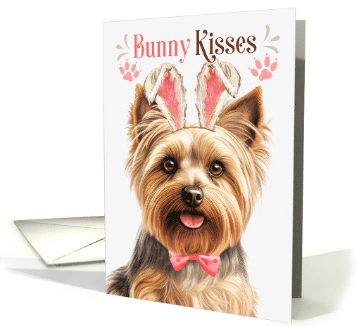 Easter Bunny Kisses Silky Terrier Dog in Bunny Ears card (1816470)