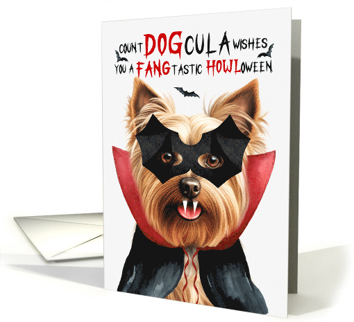 Silky Terrier Dog Funny Halloween Count DOGcula card (1816498)