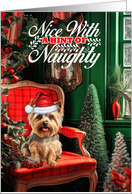 Silky Terrier Christmas Dog Nice with a Hint of Naughty card
