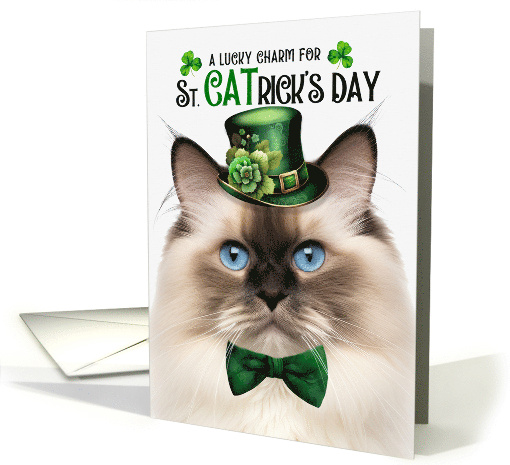 Seal Point Ragdoll Cat Funny St CATrick's Day Lucky Charm card