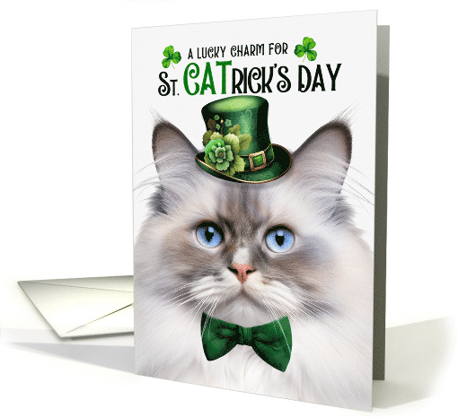 Lilac Point Ragdoll Cat Funny St CATrick's Day Lucky Charm card