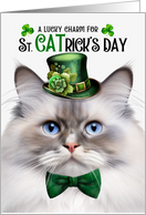 Lilac Point Ragdoll Cat Funny St CATrick’s Day Lucky Charm card