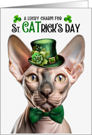 Sphynx Cat Funny St CATrick’s Day Lucky Charm card