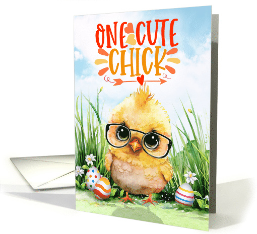 for Kids One Cute Chick Cute Easter Chick in Glasses with Eggs card