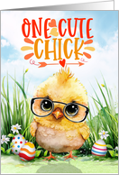 for Kids One Cute Chick Cute Easter Chick in Glasses with Eggs card