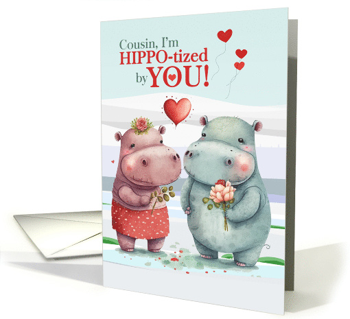 Young Cousin HIPPOtized By You Cute Hippopotamus Valentine's Day card