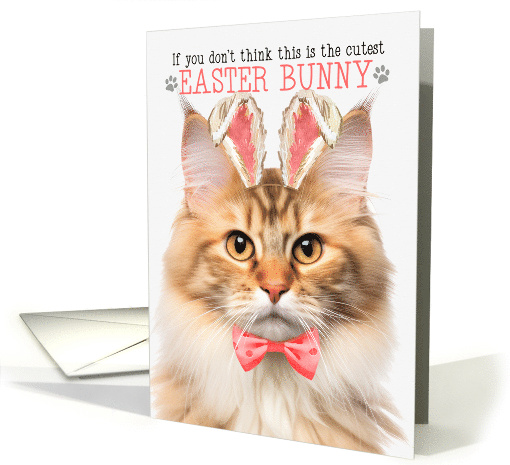 Cream Apricot Norwegian Forest Cat Cutest Easter Bunny Kitty Puns card