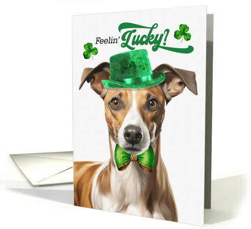St Patrick's Day Whippet Dog Feelin' Lucky Clovers card (1820330)