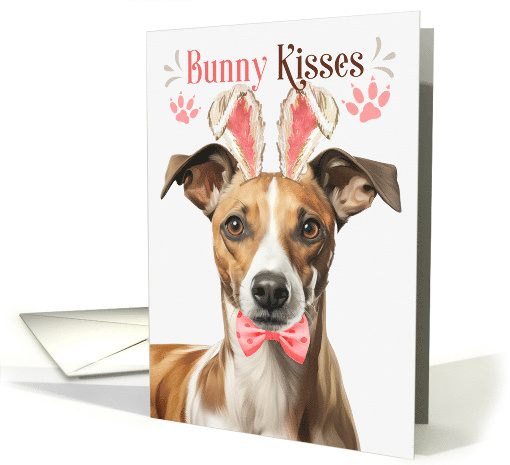 Easter Bunny Kisses Whippet Dog in Bunny Ears card (1820374)