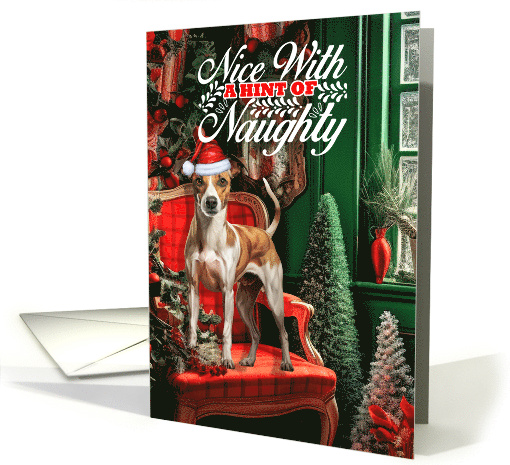 Whippet Christmas Dog Nice with a Hint of Naughty card (1820410)