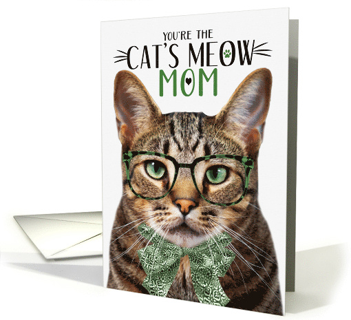 Brown Tabby Cat Mom on Mother's Day with Cat's Meow Humor card