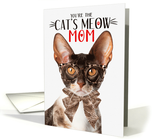 Cornish Rex Cat Mom on Mother's Day with Cat's Meow Humor card