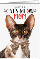 Cornish Rex Cat Mom on Mother’s Day with Cat’s Meow Humor card