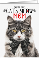 Fluffy Gray White Tabby Cat Mother’s Day with Cat’s Meow Humor card
