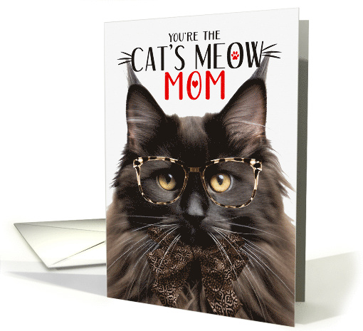 Brown Maine Coon Cat Mom Mother's Day with Cat's Meow Humor card