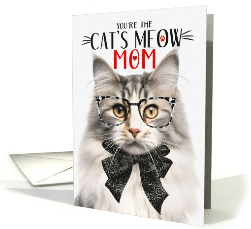 Silver Norwegian Forest Cat Mom Mother's Day Cat's Meow Humor card