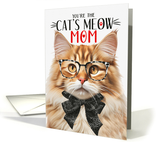 Fluffy Orange Tabby Cat Mom Mother's Day Cat's Meow Humor card