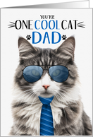 Longhair Gray White Tabby Cat Father’s Day for Dad One Cool Cat card