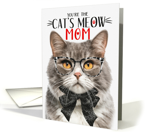 Gray Marbled Cat Mom Mother's Day with Cat's Meow card (1825326)