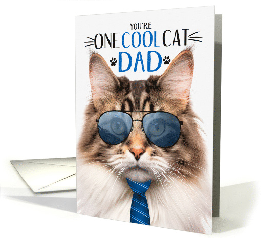 Norwegian Forest Cat Brown Marble Father's Day One Cool Cat card