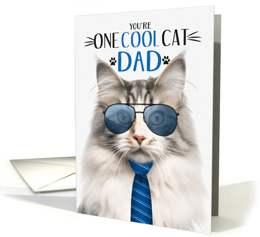 Norwegian Forest Cat Silver Father's Day One Cool Cat card (1826328)