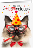 Balinese Cat MEOWvelous Birthday card