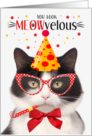 Black and White Cat MEOWvelous Birthday card