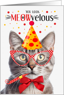 Champagne Tabby Cat MEOWvelous Birthday card