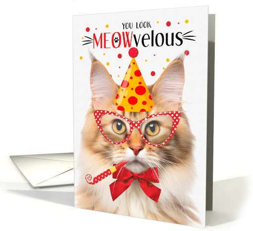 Apricot Tabby Norwegian Forest Cat Cat MEOWvelous Birthday card