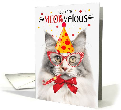 Silver Tabby Norwegian Forest Cat Cat MEOWvelous Birthday card