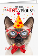 Siamese Seal Point Cat MEOWvelous Birthday card