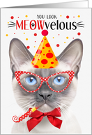 Siamese Lilac Point Cat MEOWvelous Birthday card